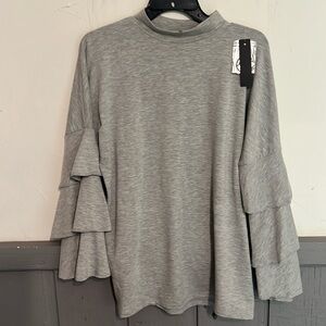 Poof Terry Ruffle Sleeve Top NWT